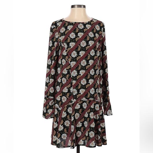 Sfera Collection daisy and polka dot stripe long sleeved drop waist dress - sm - Picture 1 of 12